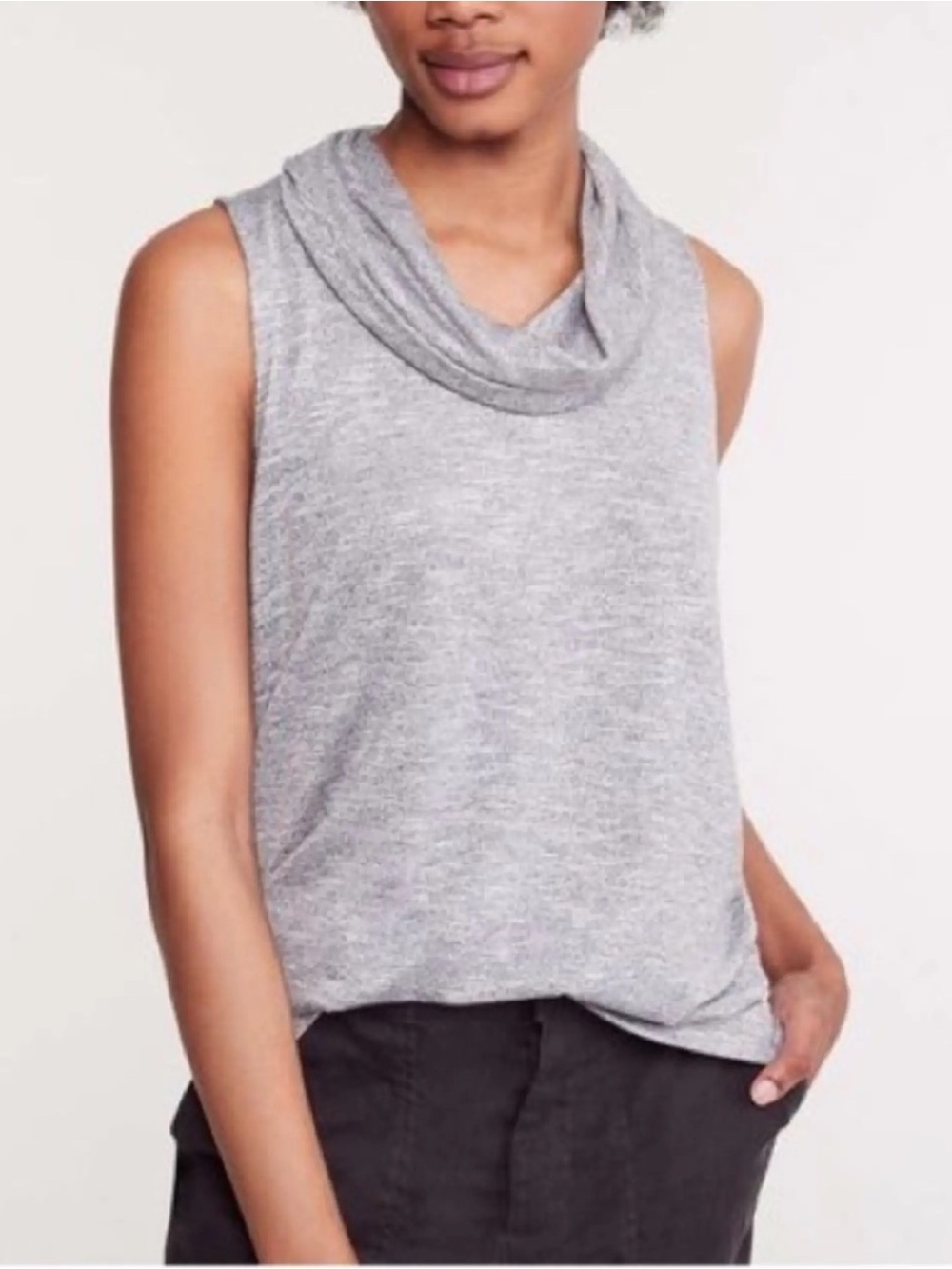 LOFT Sleeveless Cowl Neck Tank - Heather Gray
